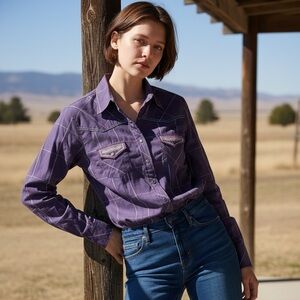 Cruel Girl Purple Button Down Shirt Size M great for the Rodeo